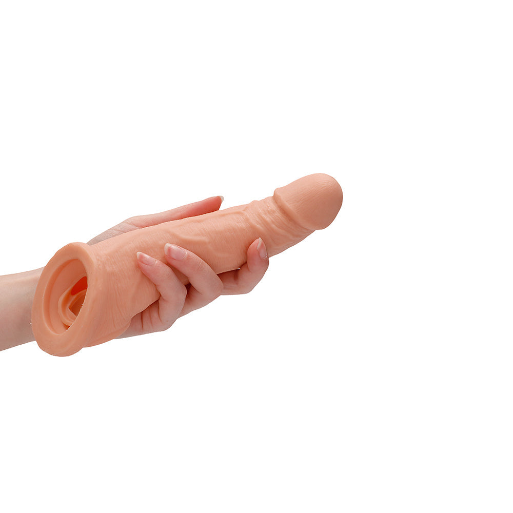 Arnés extensor de pene RealRock Skin de 8 pulgadas, color beige