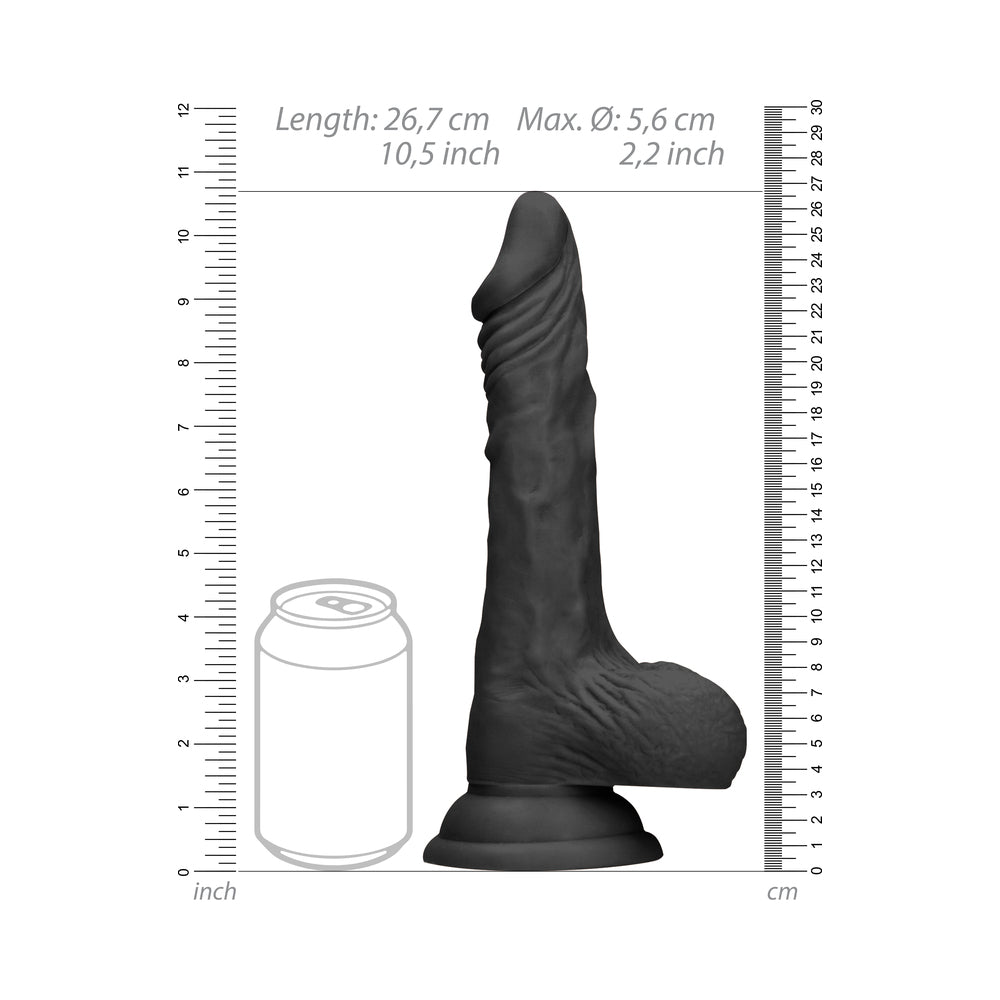 RealRock Skin 10 in. Dildo w/Balls Black