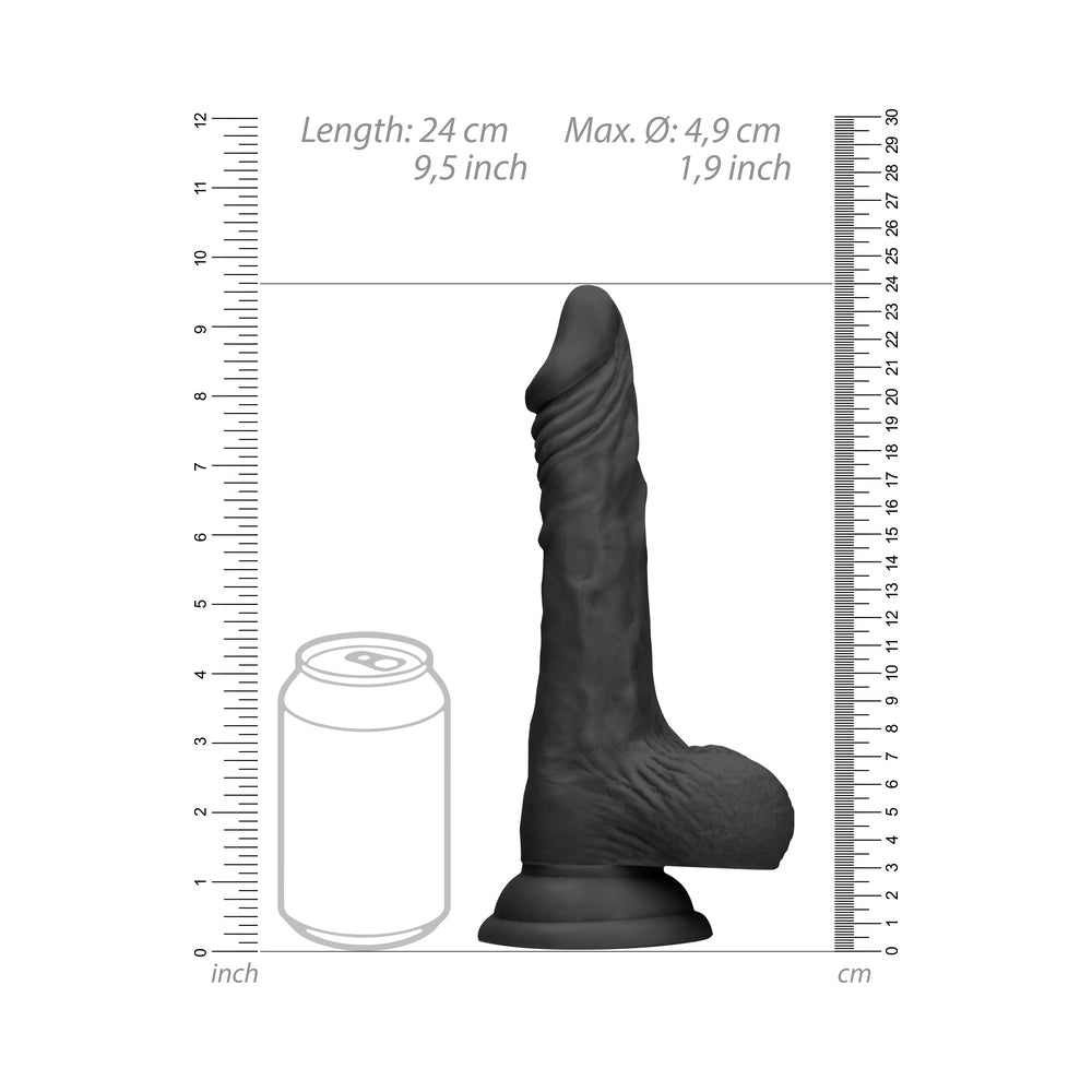 RealRock Skin 9 in. Dildo w/Balls Black