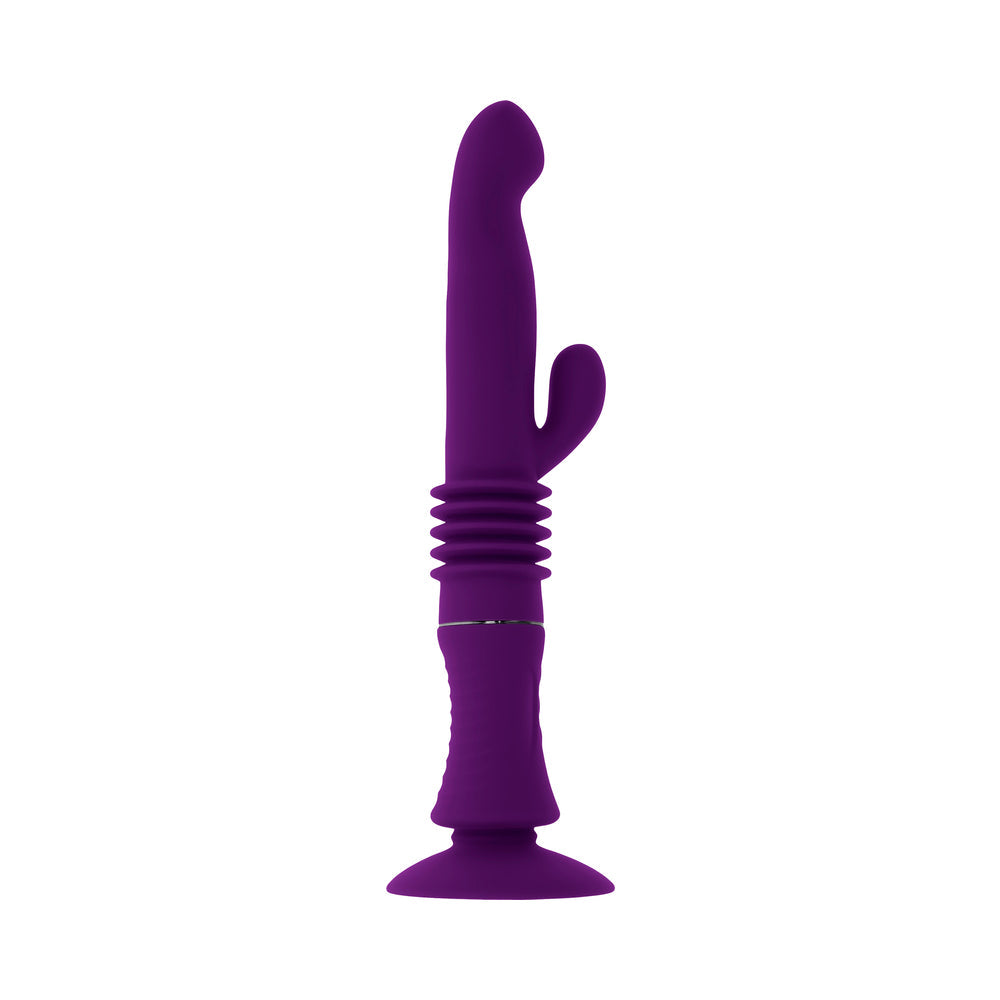 Vibrador de conejo de silicona recargable con efecto de empuje Hoppy Ending de Playboy Acai