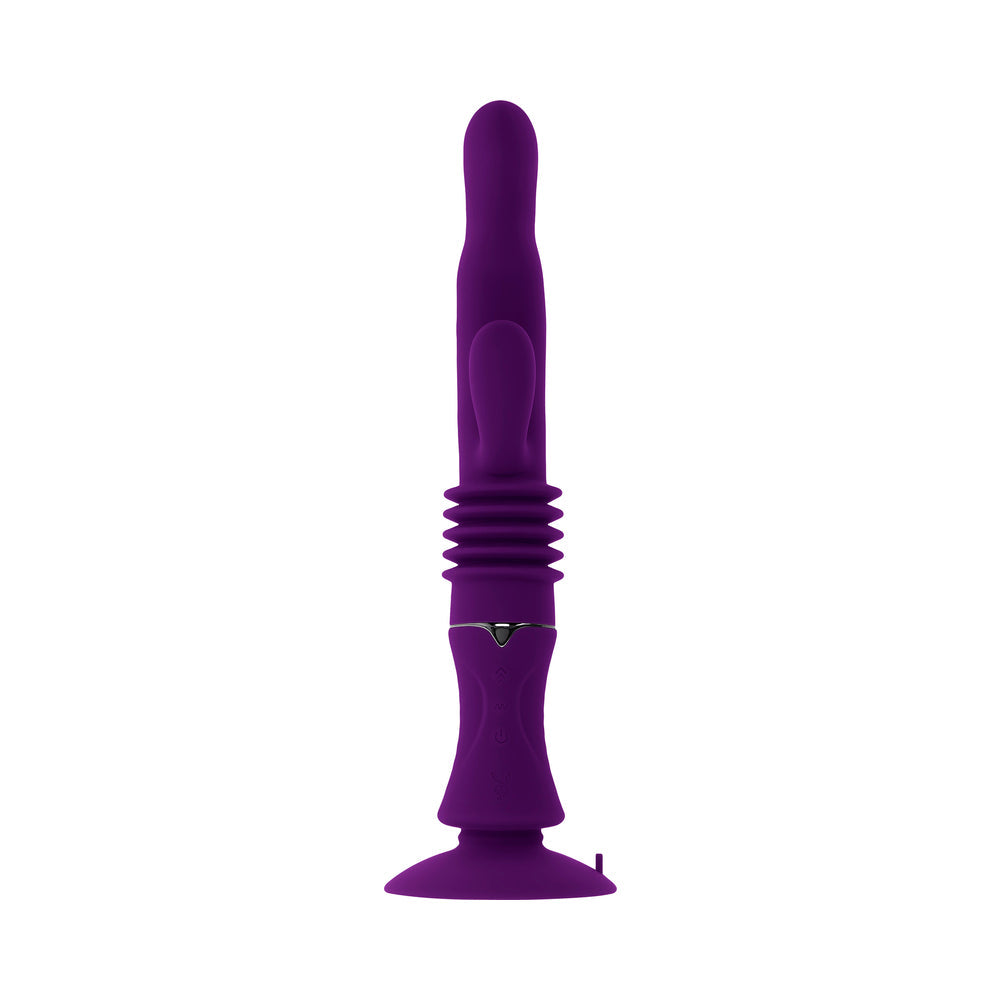 Vibrador de conejo de silicona recargable con efecto de empuje Hoppy Ending de Playboy Acai