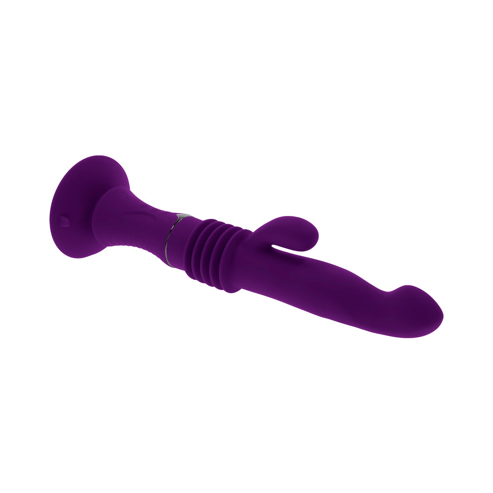 Vibrador de conejo de silicona recargable con efecto de empuje Hoppy Ending de Playboy Acai