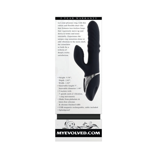 Vibrador Evolved Ring It Home recargable con doble estimulación, de silicona, color negro