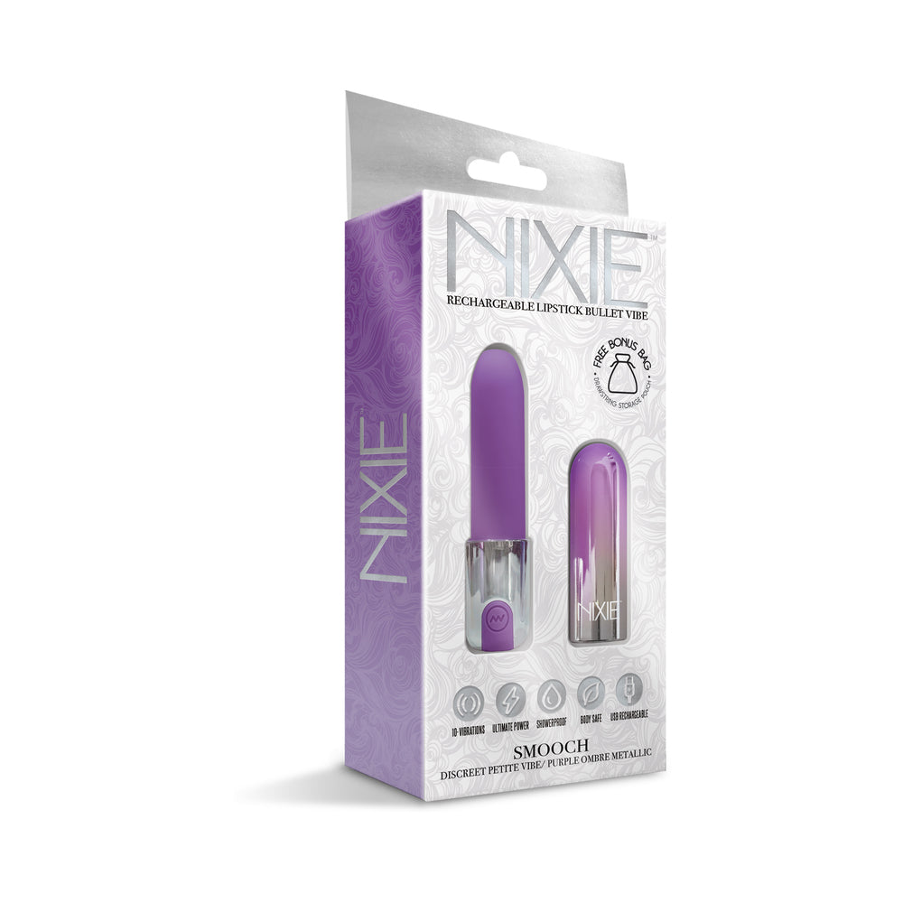 Lápiz labial vibrador recargable Nixie Smooch morado ombré