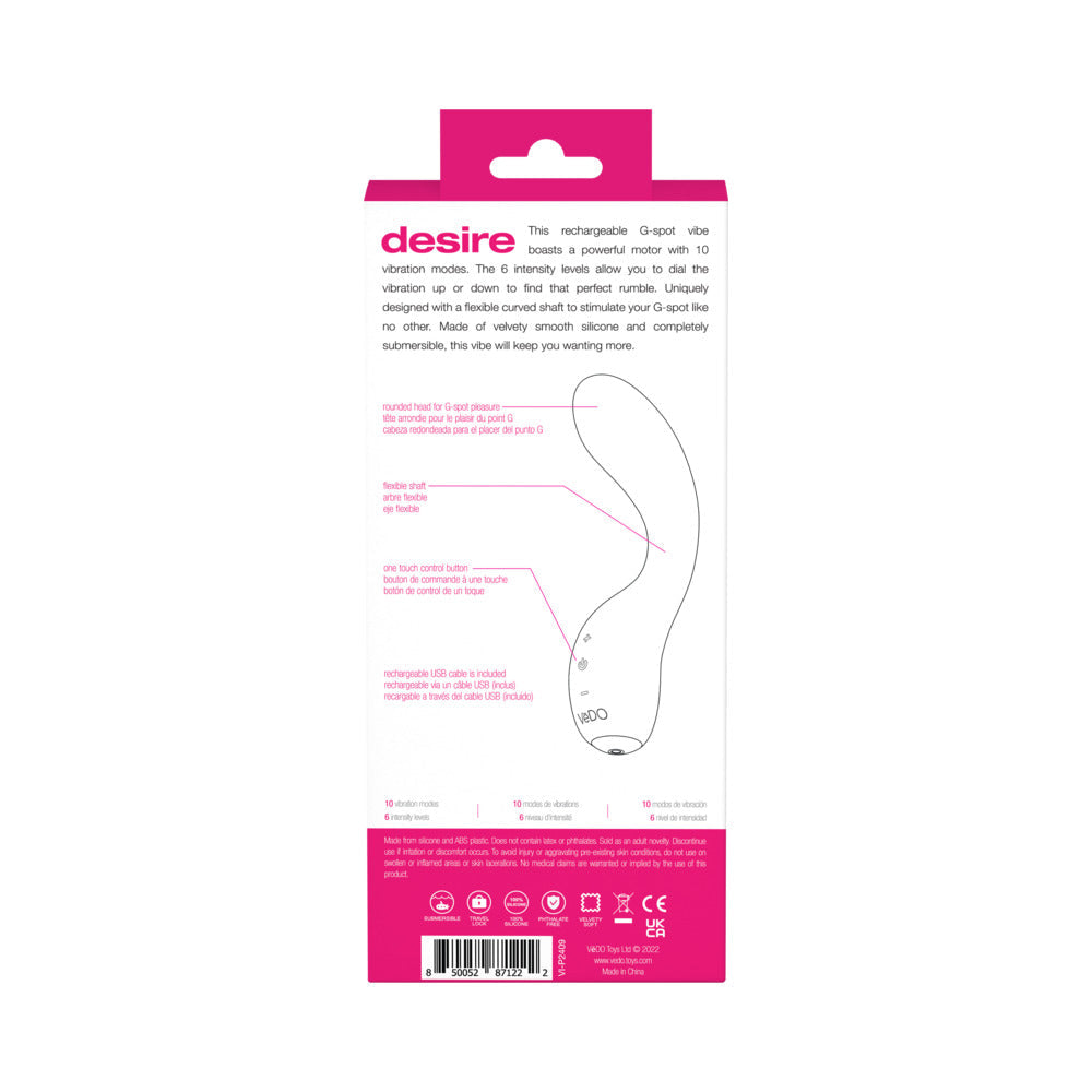 VeDO Desire Rechargeable Gspot Vibe Pink