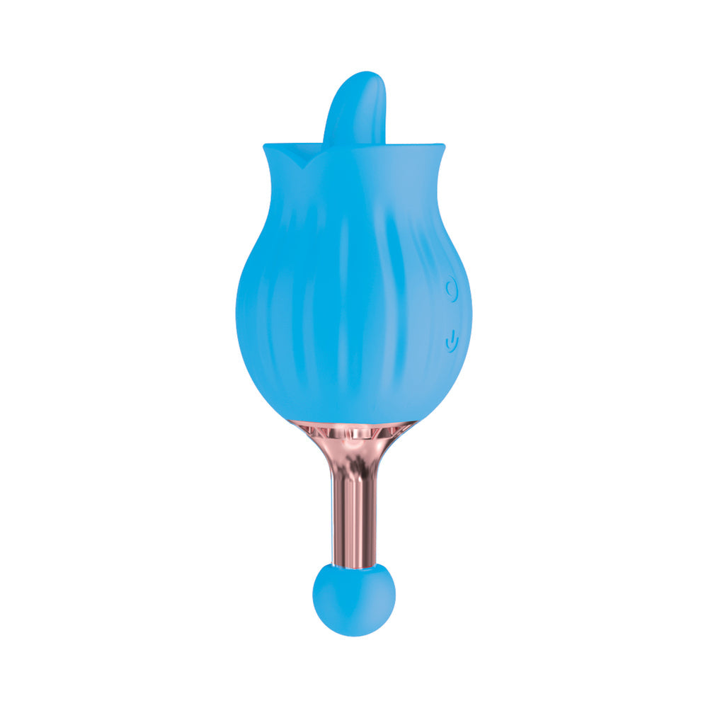 Clit-Tastic Rose Bud Dual Massager Blue