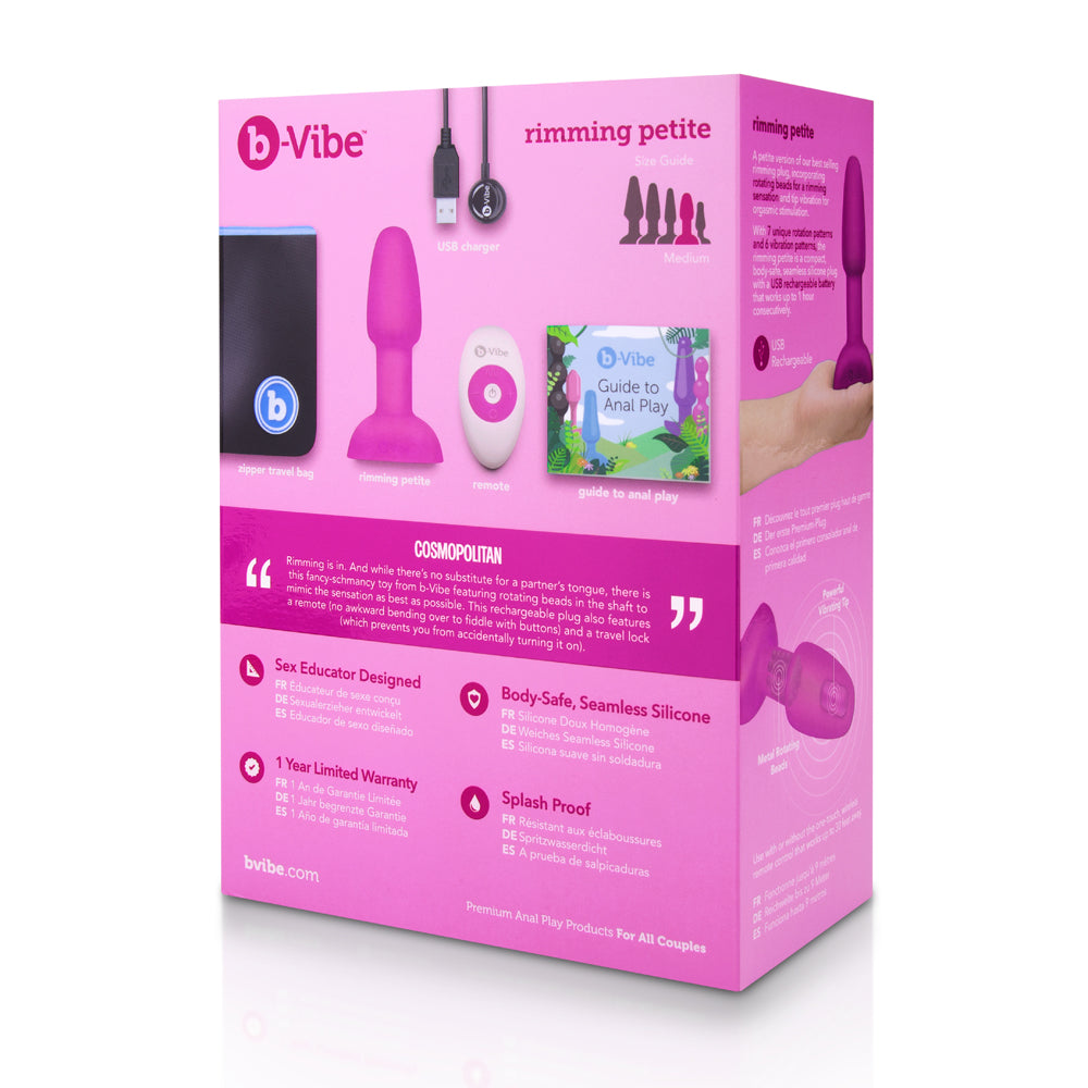 b-Vibe Rimming Petite Rotating and Vibrating Remote Control Plug Fuchsia