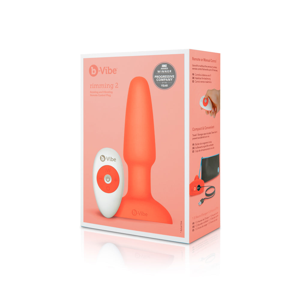 b-Vibe Rimming 2 Rotating and Vibrating Remote Control Plug Orange