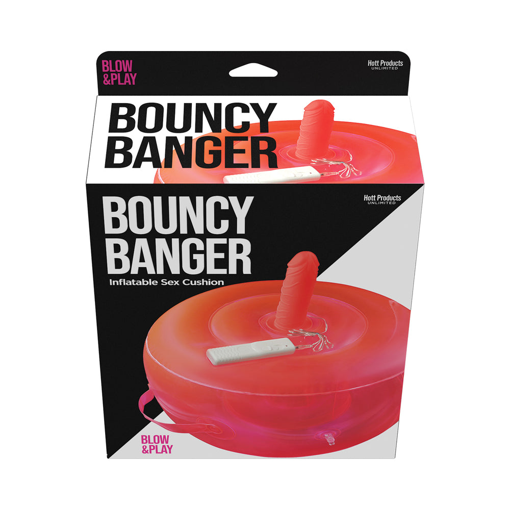 Bouncy Banger Inflatable Cushion with Wire Controller Vibrating Dildo