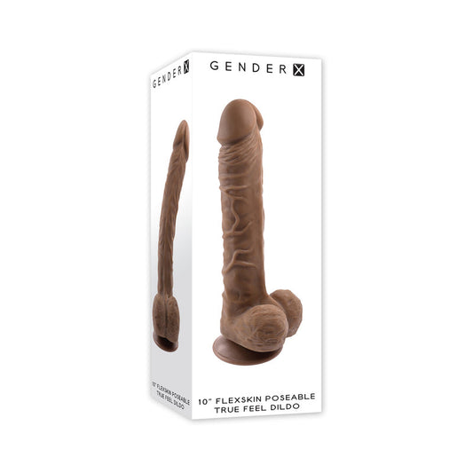 Gender X 10 in. Flexskin Poseable TrueFeel Dildo Dark