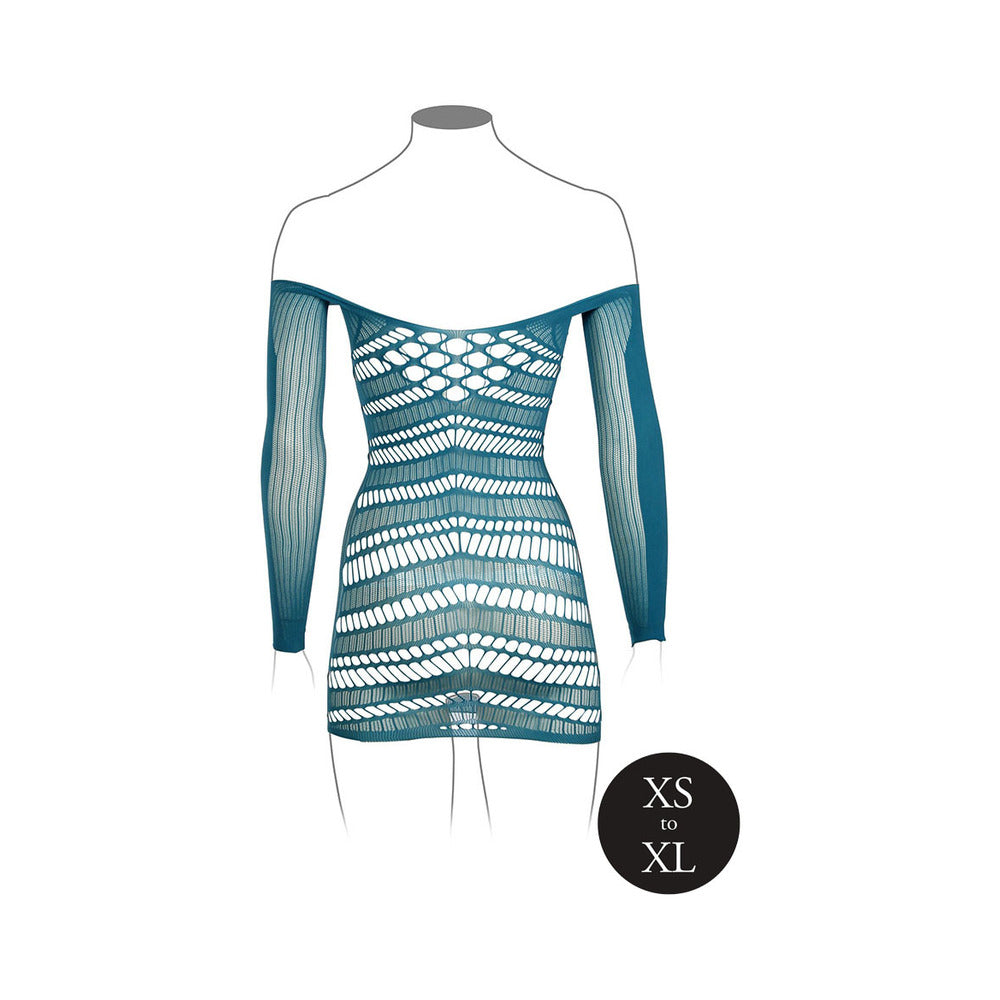 Le Desir LS Net Mini Dress Ocean OS