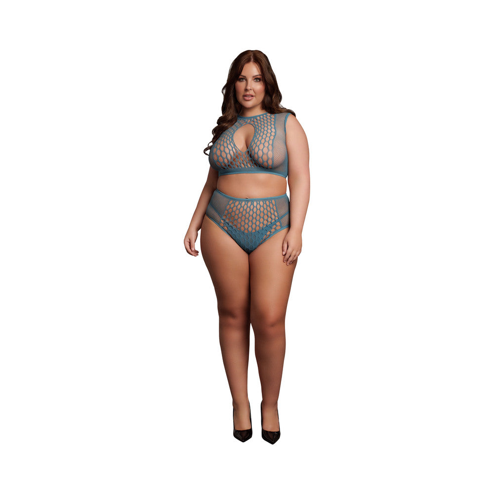 Le Desir Duo Net KeyHole Bra Set Ocean Q