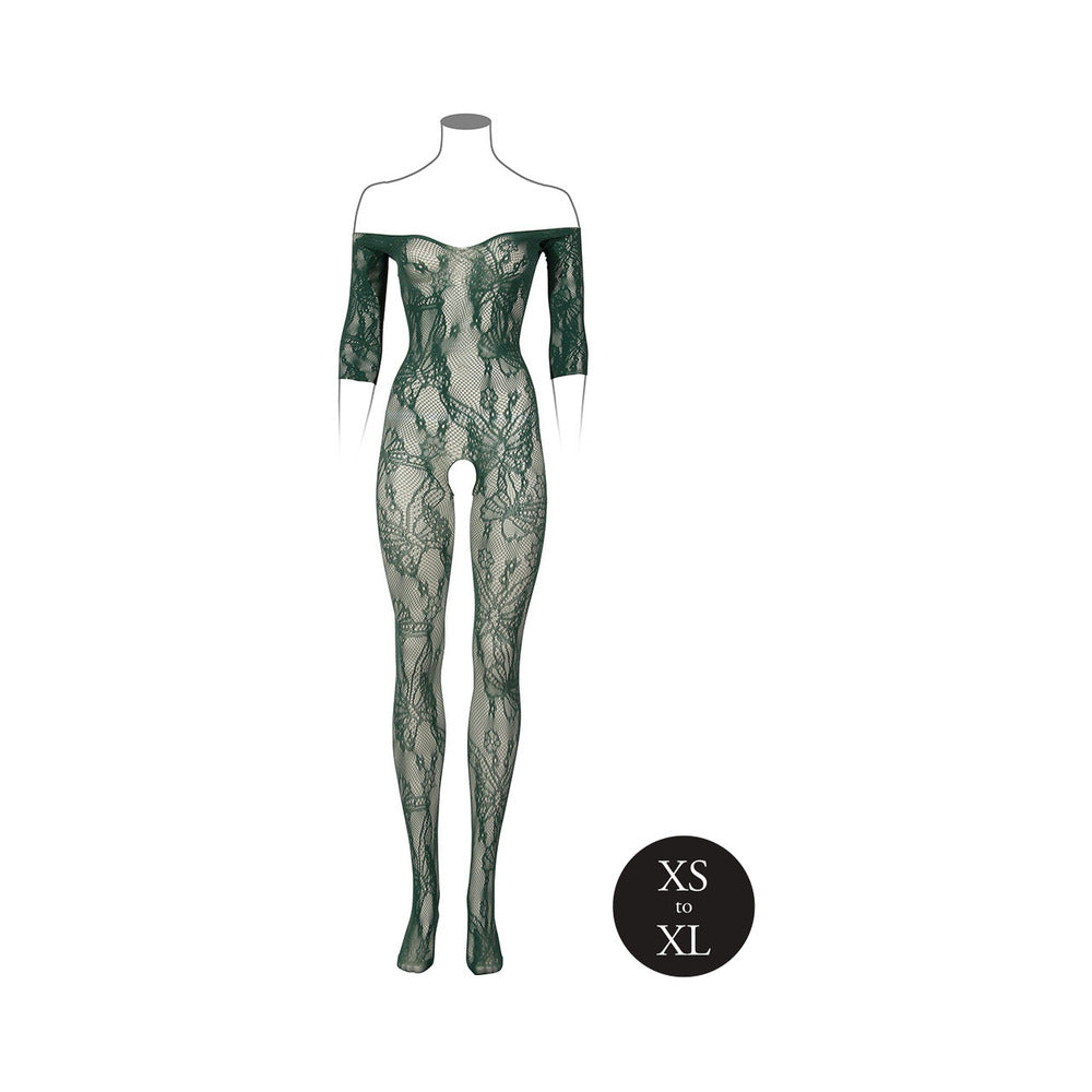 Le Desir Lace LS Bodystocking Green OS