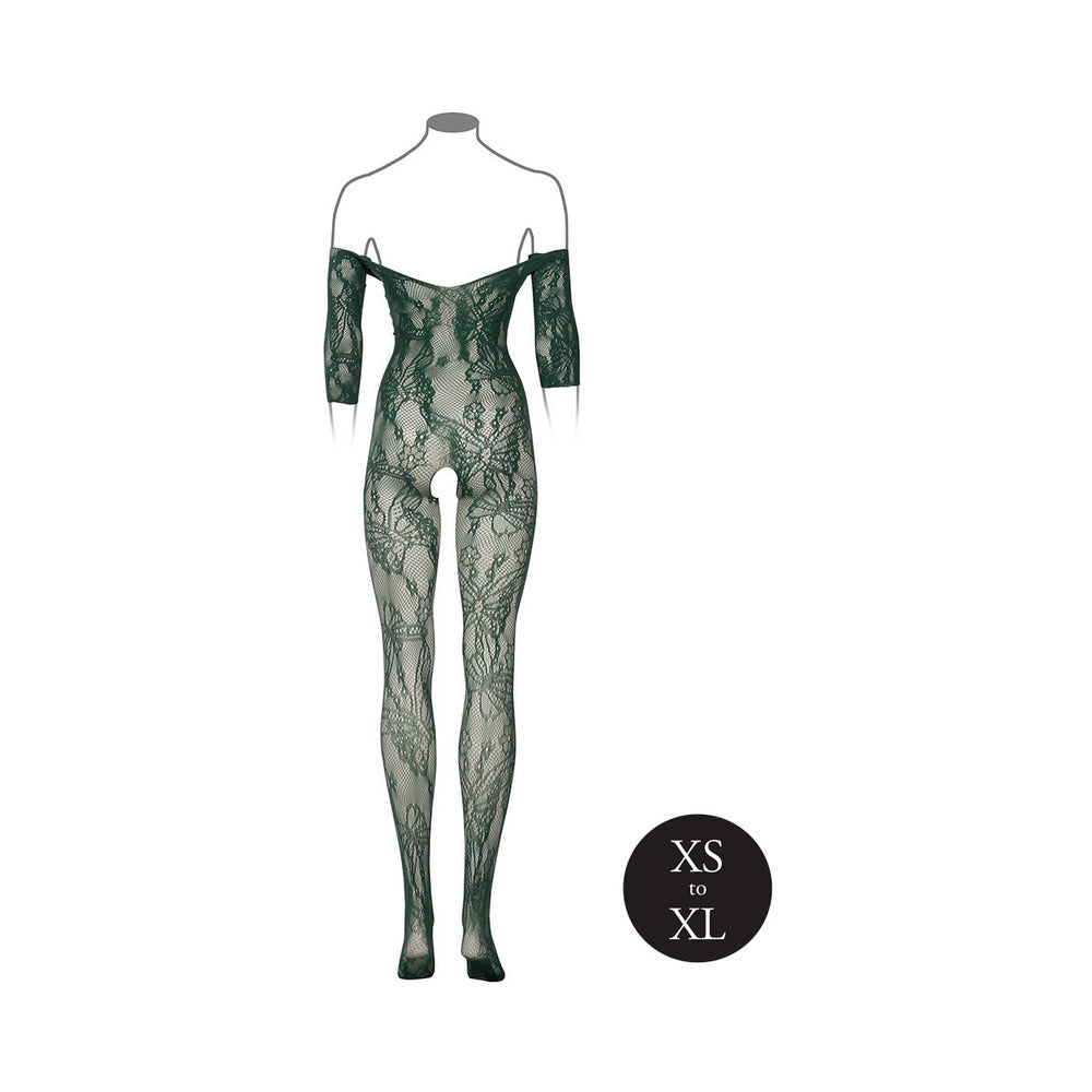 Le Desir Lace LS Bodystocking Green OS