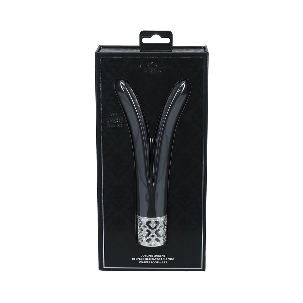 Vibrador recargable de silicona Royal Gems Dueling Queens, color negro