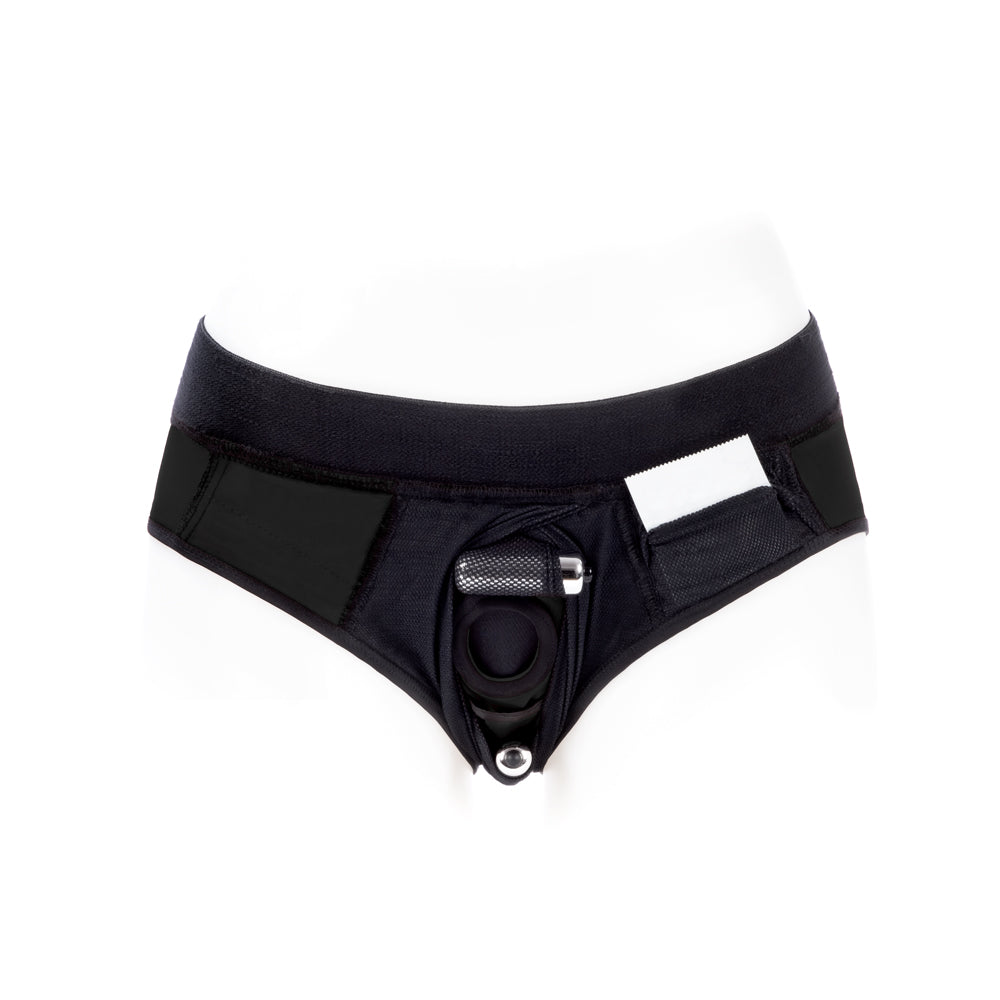 SpareParts Tomboi Cover Brief Style Underwear Harness Nylon Black/Black S