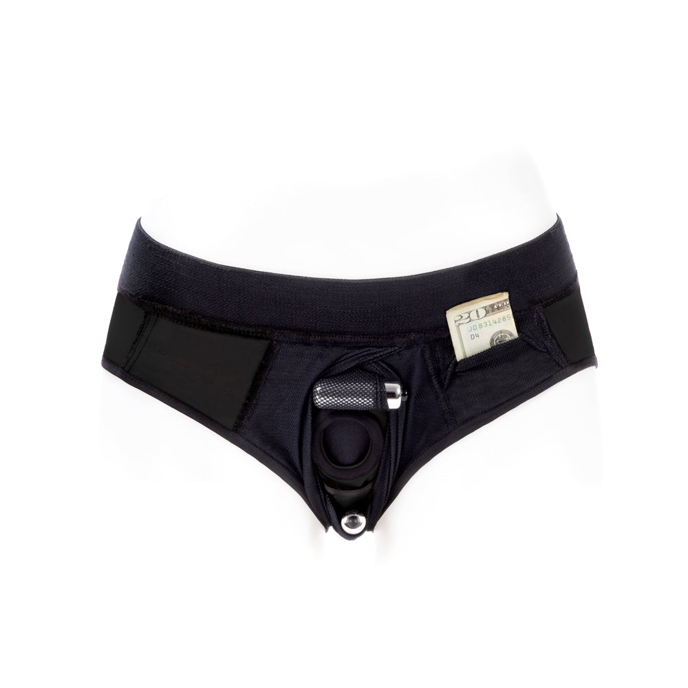 SpareParts Tomboi Cover Brief Style Underwear Harness Nylon Black/Black 3XL