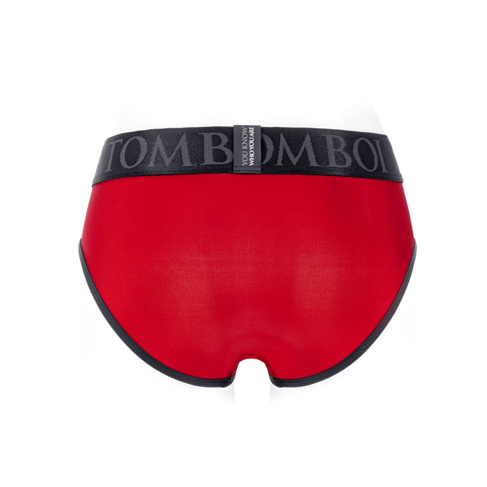 SpareParts Tomboi Cover Brief Style Underwear Harness Nylon Red/Black XS