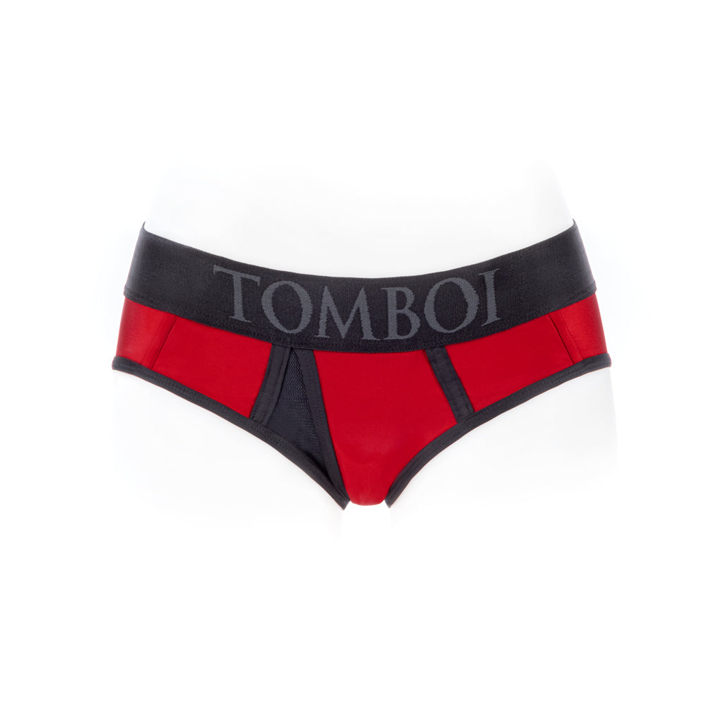 SpareParts Tomboi Cover Brief Style Underwear Harness Nylon Red/Black 5XL