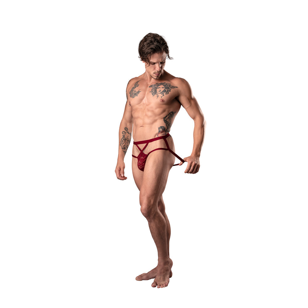 MP Lucifer Strappy Jock Burgundy S/M