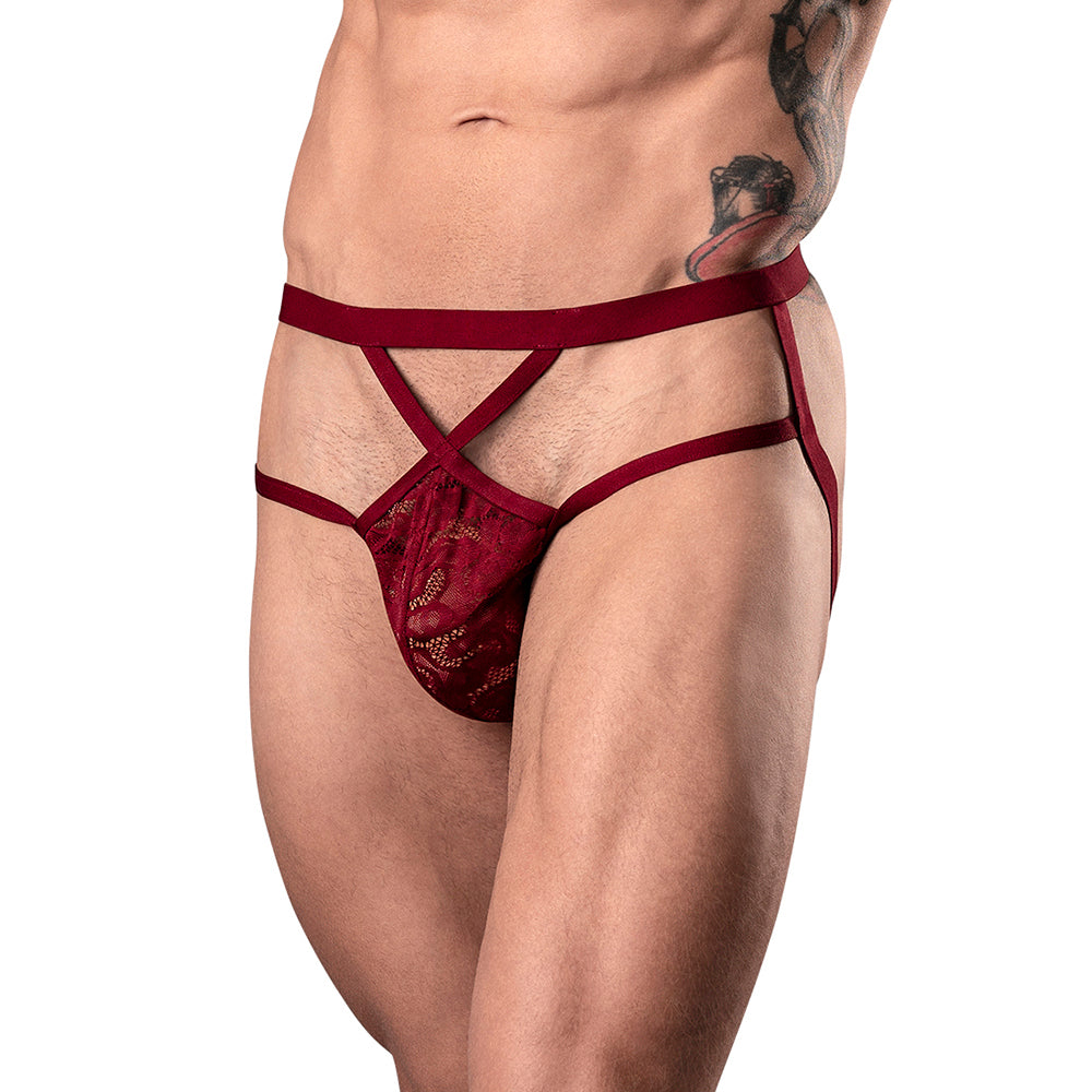 MP Lucifer Strappy Jock Burgundy S/M