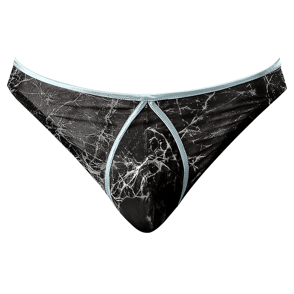 Mini tanga de malla de mármol para hombre, color negro, tallas S/M