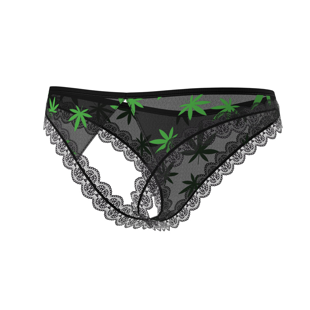 Braguita sin entrepierna con espalda abierta y diseño de hojas de marihuana Magic Silk Hazy Dayz, talla L/XL