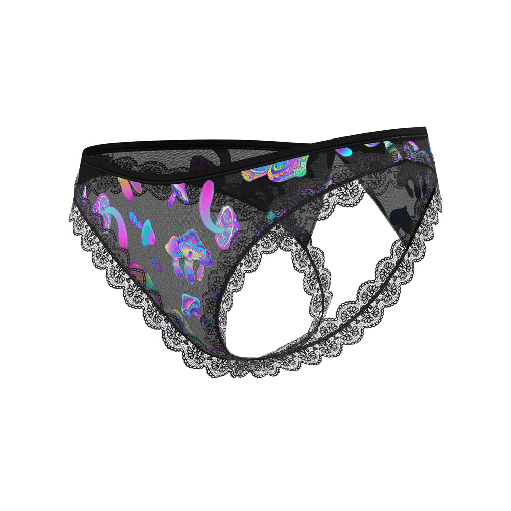 Magic Silk Hazy Dayz Crotchless Panty with Open Back Mushroom S/M