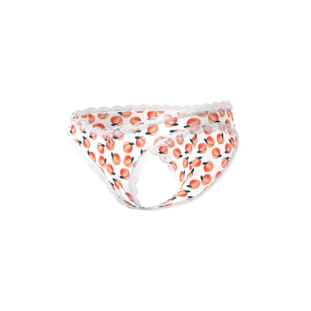 Magic Silk Sweet Treats Crotchless Boy Short with Lube Peach Queen Size