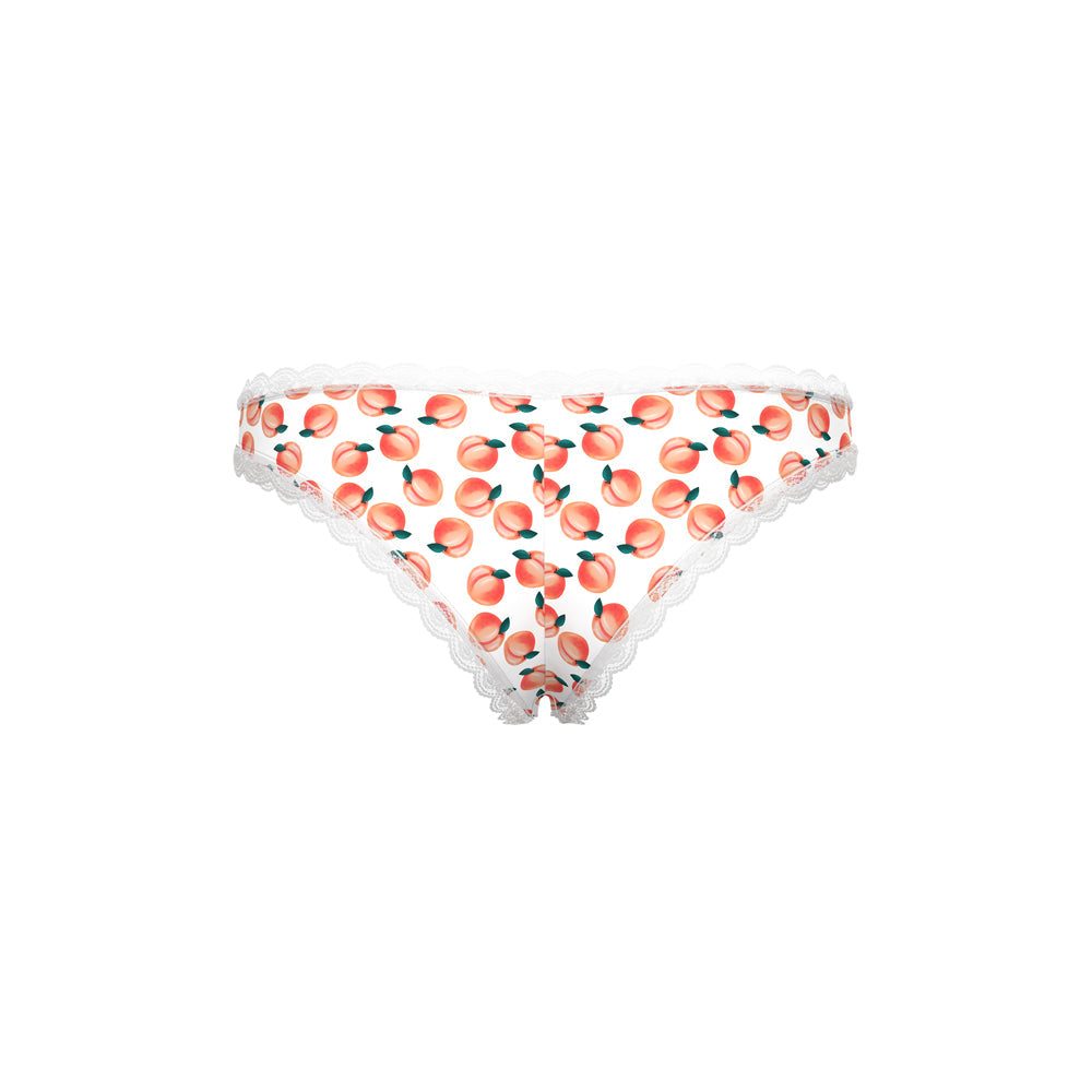 Magic Silk Sweet Treats Crotchless Boy Short with Lube Peach Queen Size