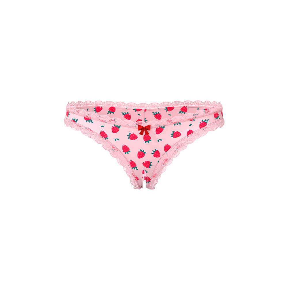Magic Silk Sweet Treats Crotchless Boy Short with Lube Strawberry L/XL