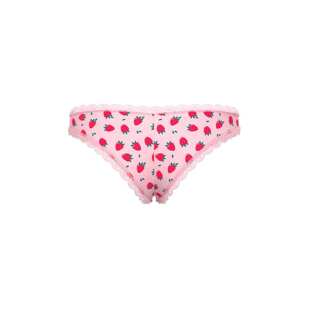 Magic Silk Sweet Treats Crotchless Boy Short with Lube Strawberry L/XL