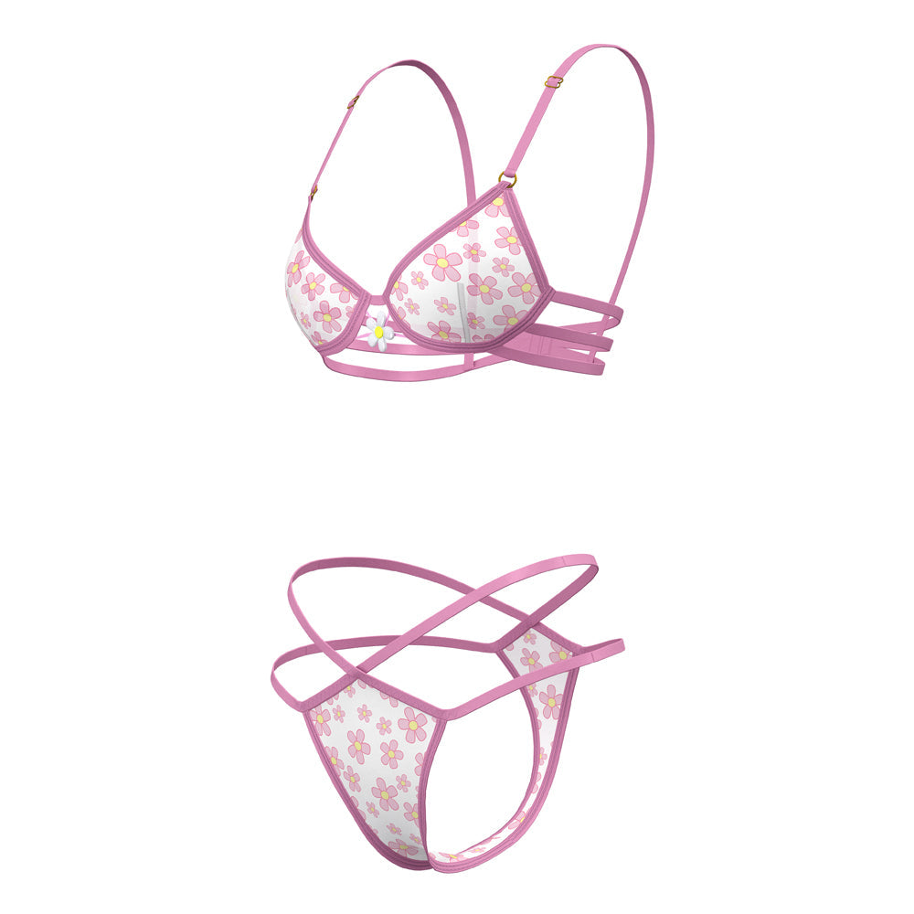 MS Daisy Bra & Thong Set Daisy Print S/M