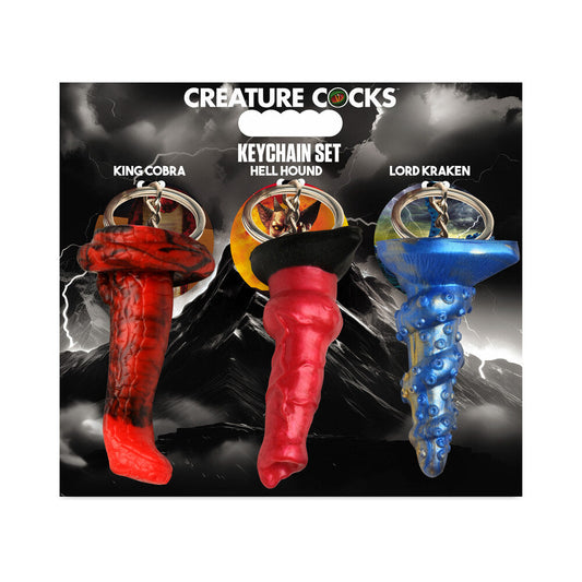 Creature Cocks 3pc Silicone Keychain Set