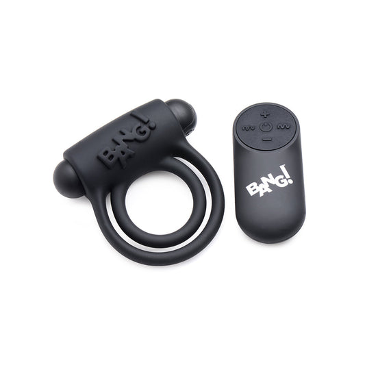 BANG! Silicone Cock Ring & Bullet RC Blk