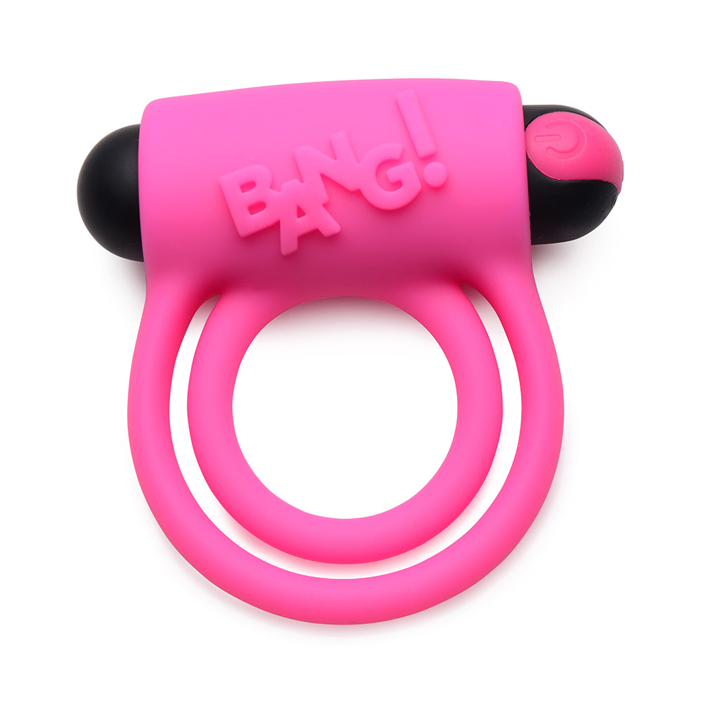 BANG! Silicone Cock Ring & Bullet with Remote Control Pink
