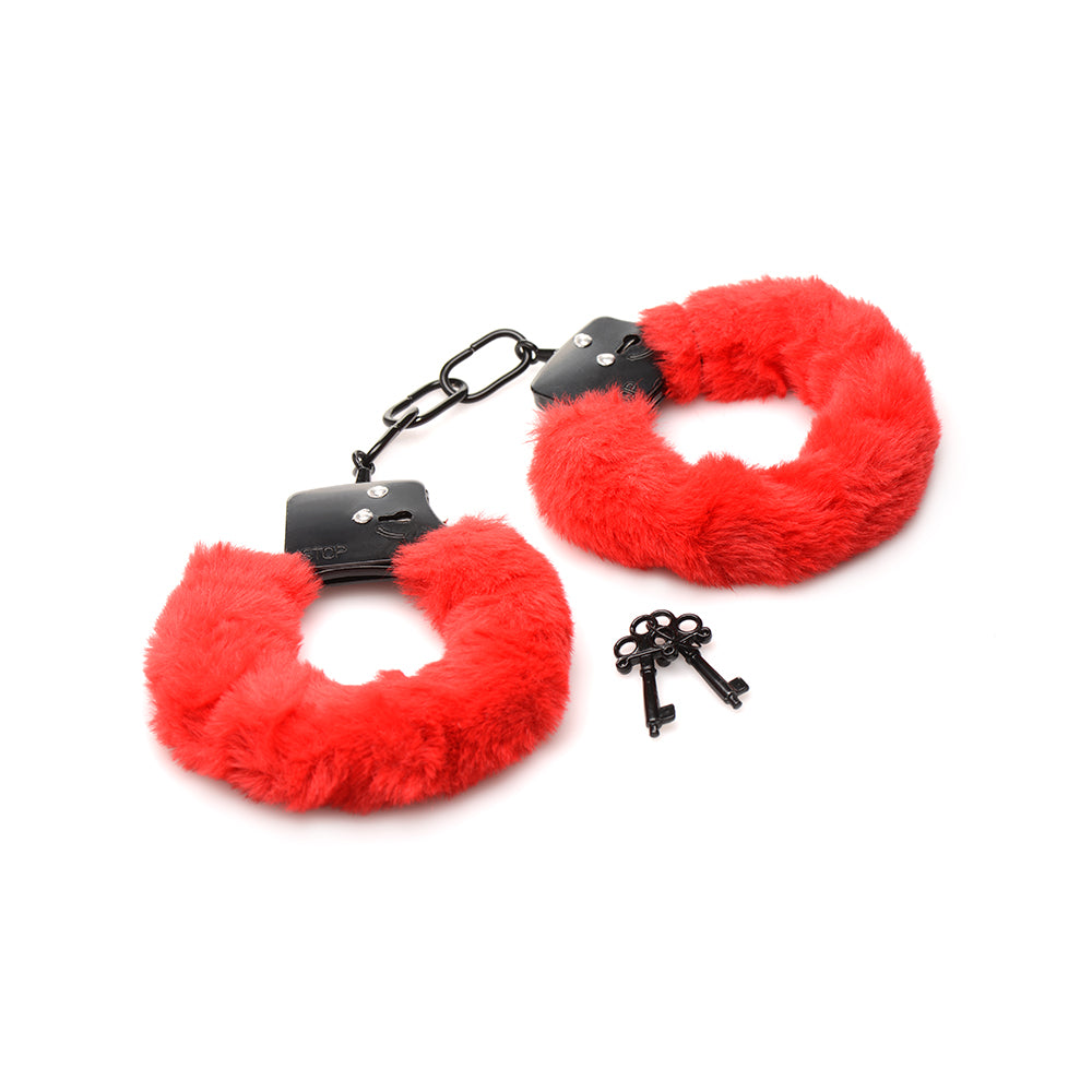 Master Series Cuffed in Fur Handcuff Red