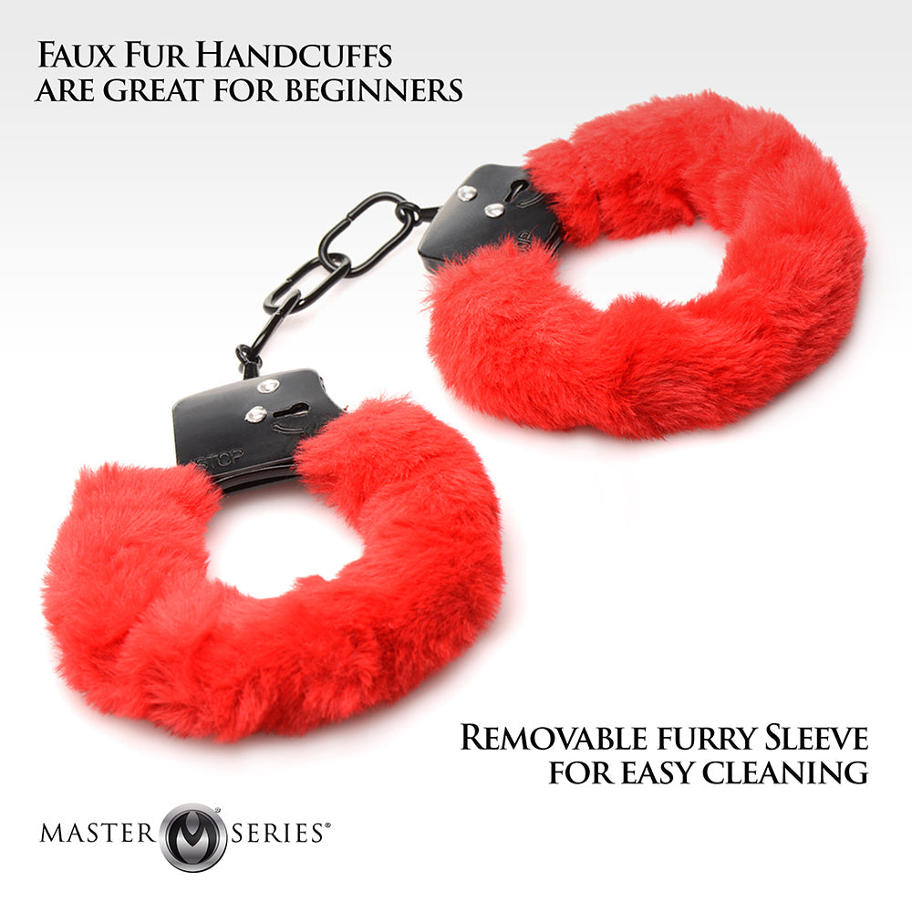 Master Series Cuffed in Fur Handcuff Red