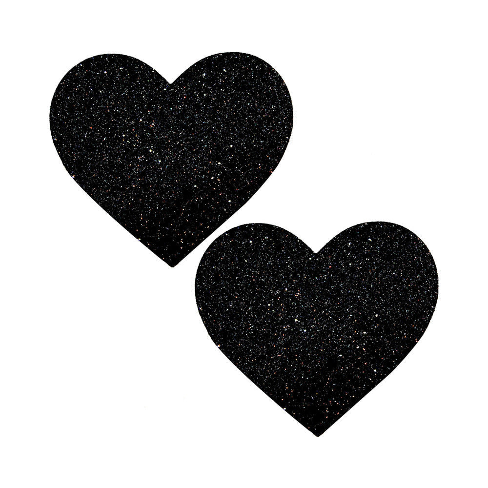 Neva Nude Black Malice Queen Status Plus Size Black Glitter Heart Nipple Pasties