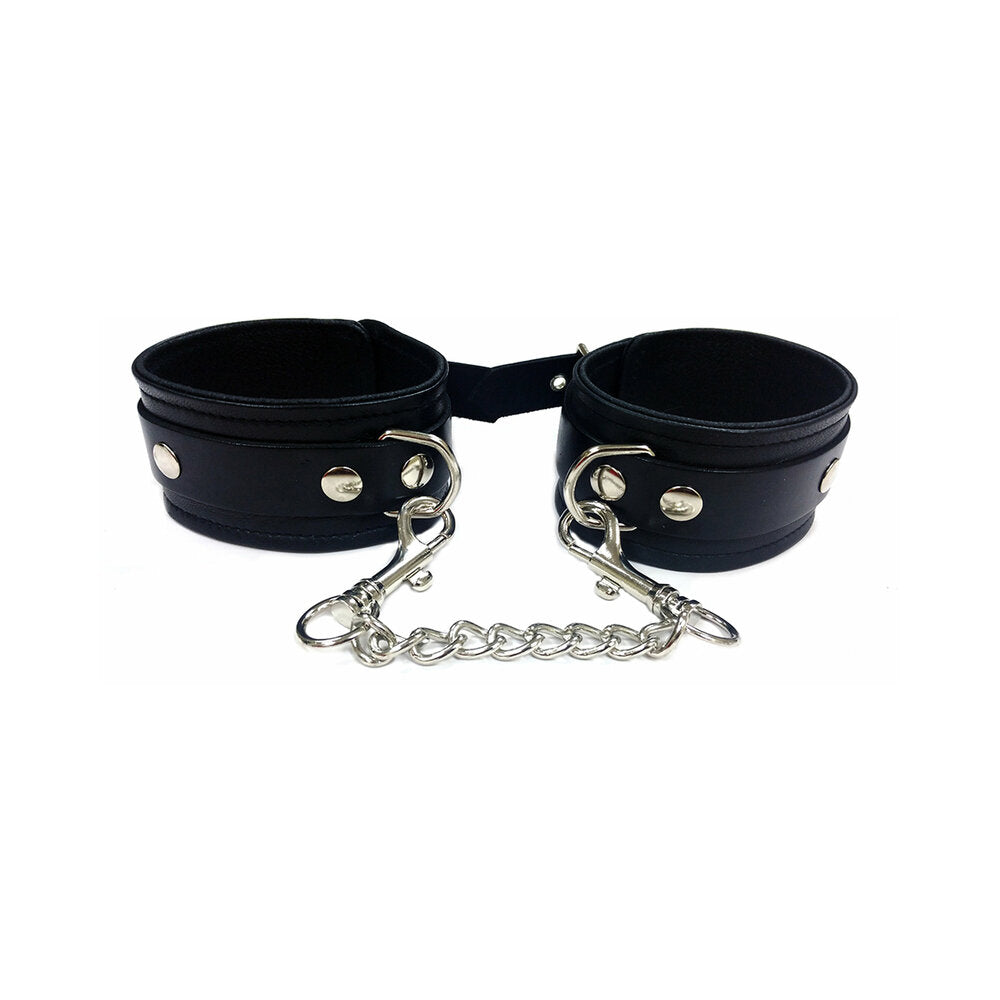 Rouge Plain Leather Ankle Cuffs Black