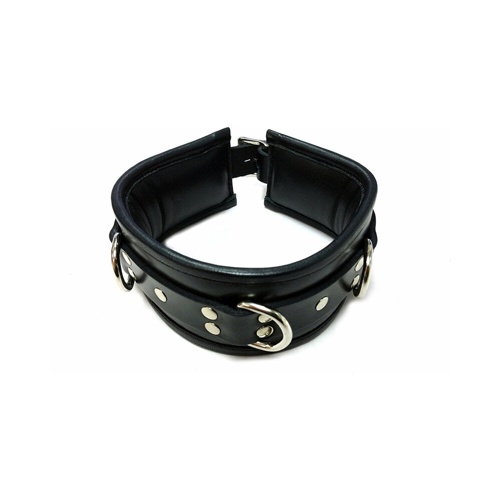 Rouge Leather Padded Collar Black