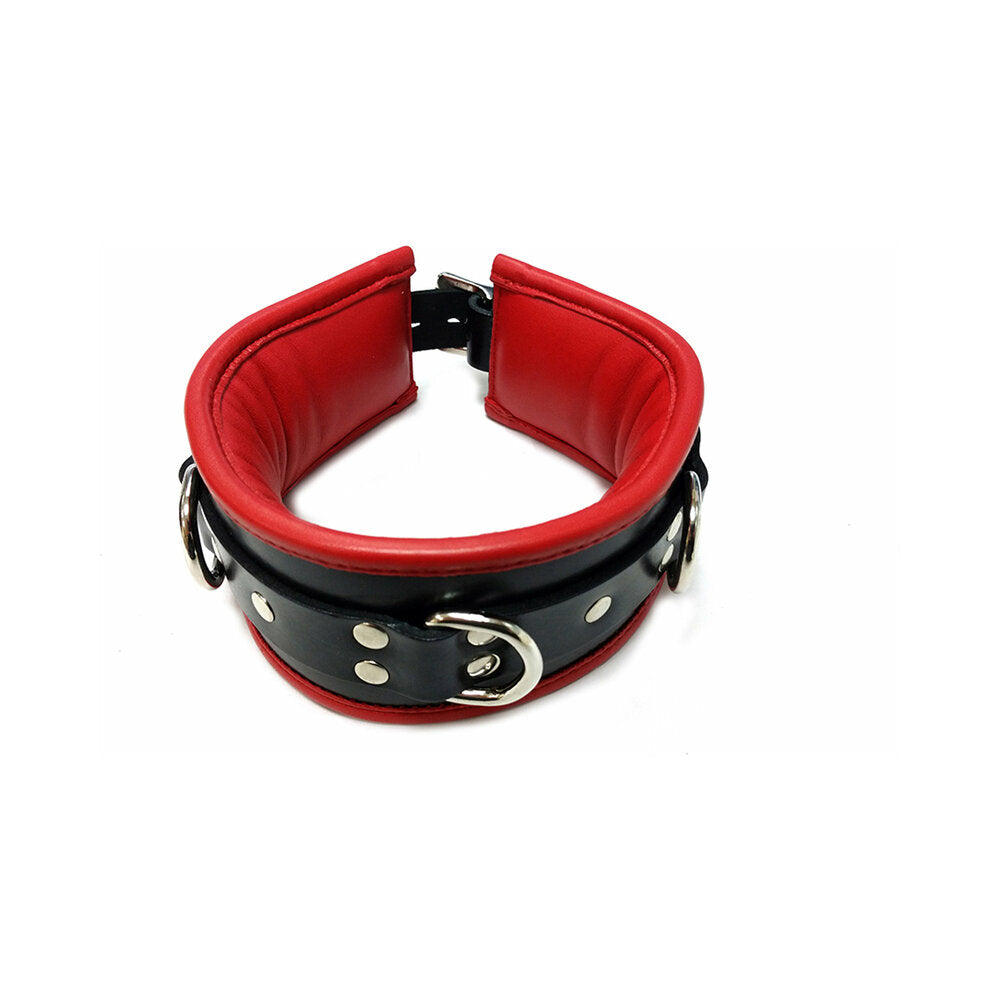 Rouge Leather Padded Collar Black/Red