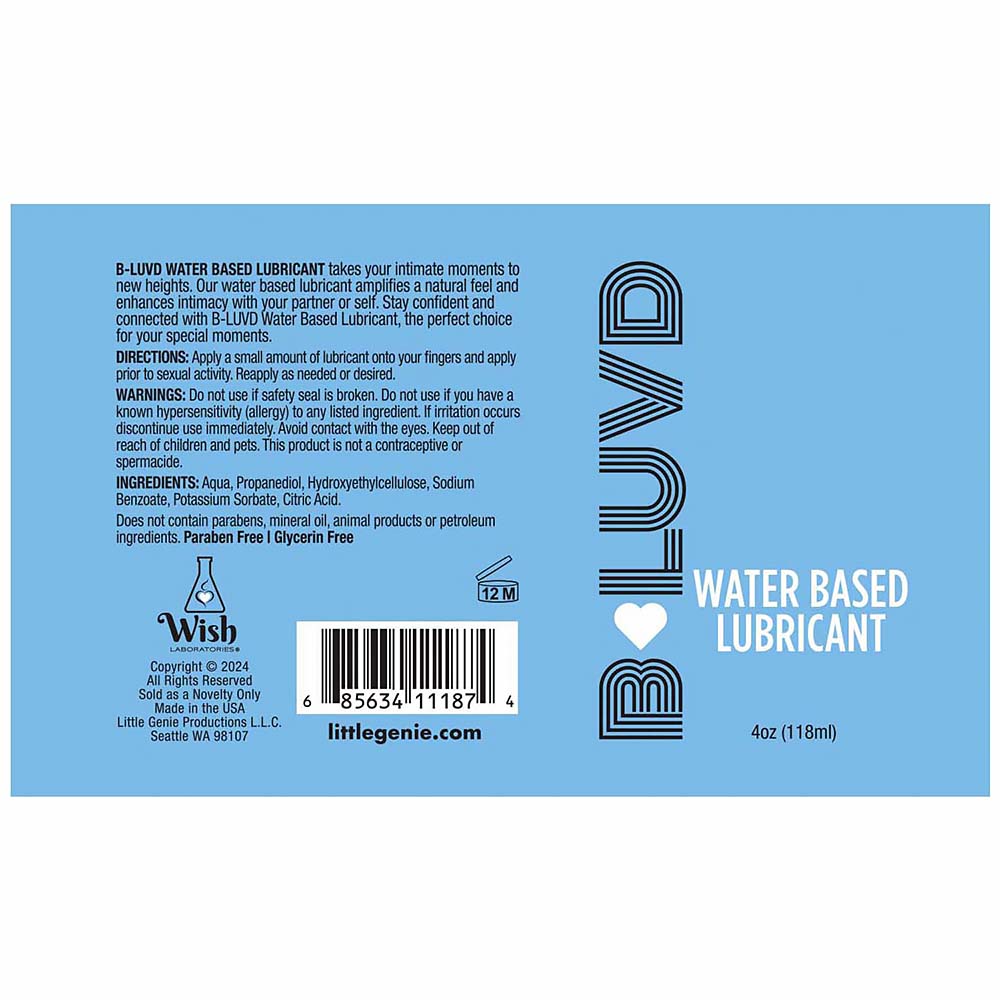 B-Luvd Water-Based Lubricant 4 oz.