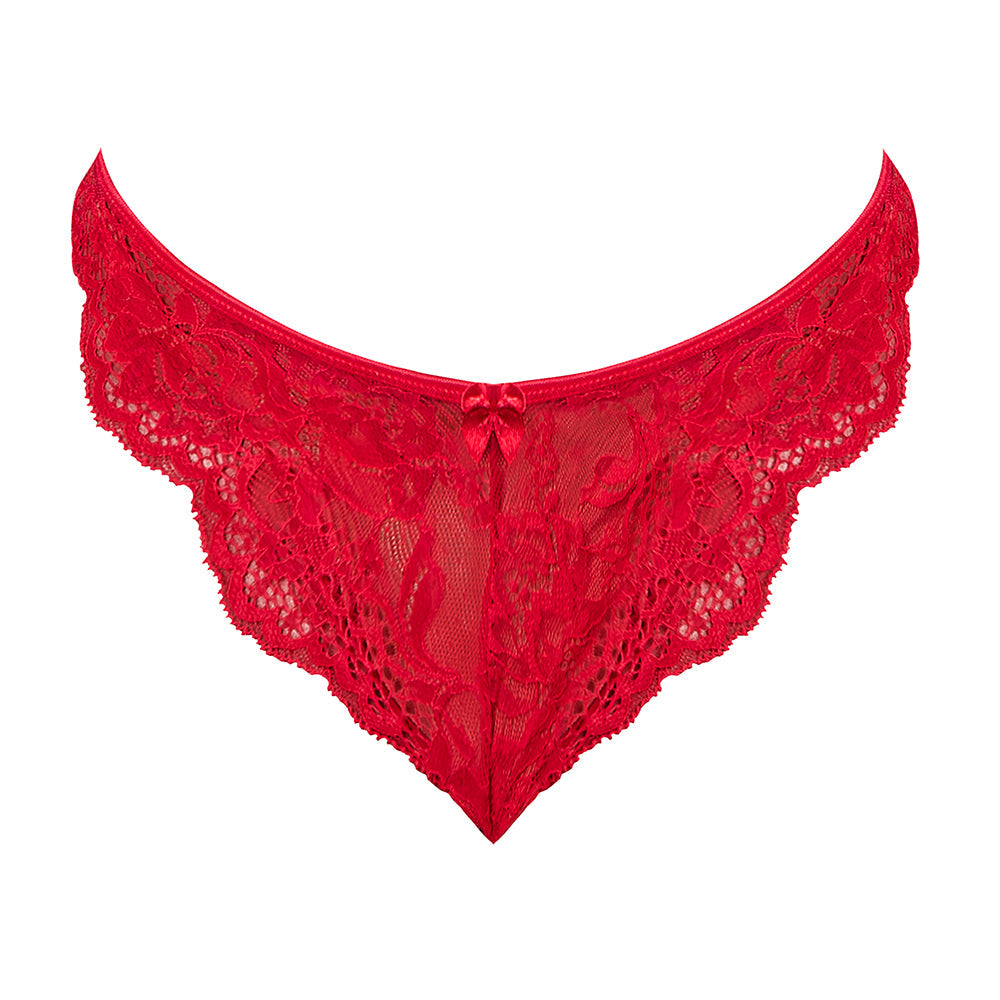 Magic Silk Sugar High Split Crotch Panty Red Queen Size