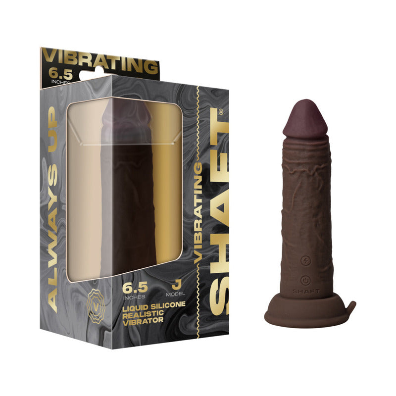 Shaft Vibrating Model J: 6.5 in. Dual Density Silicone Dildo Mahogany