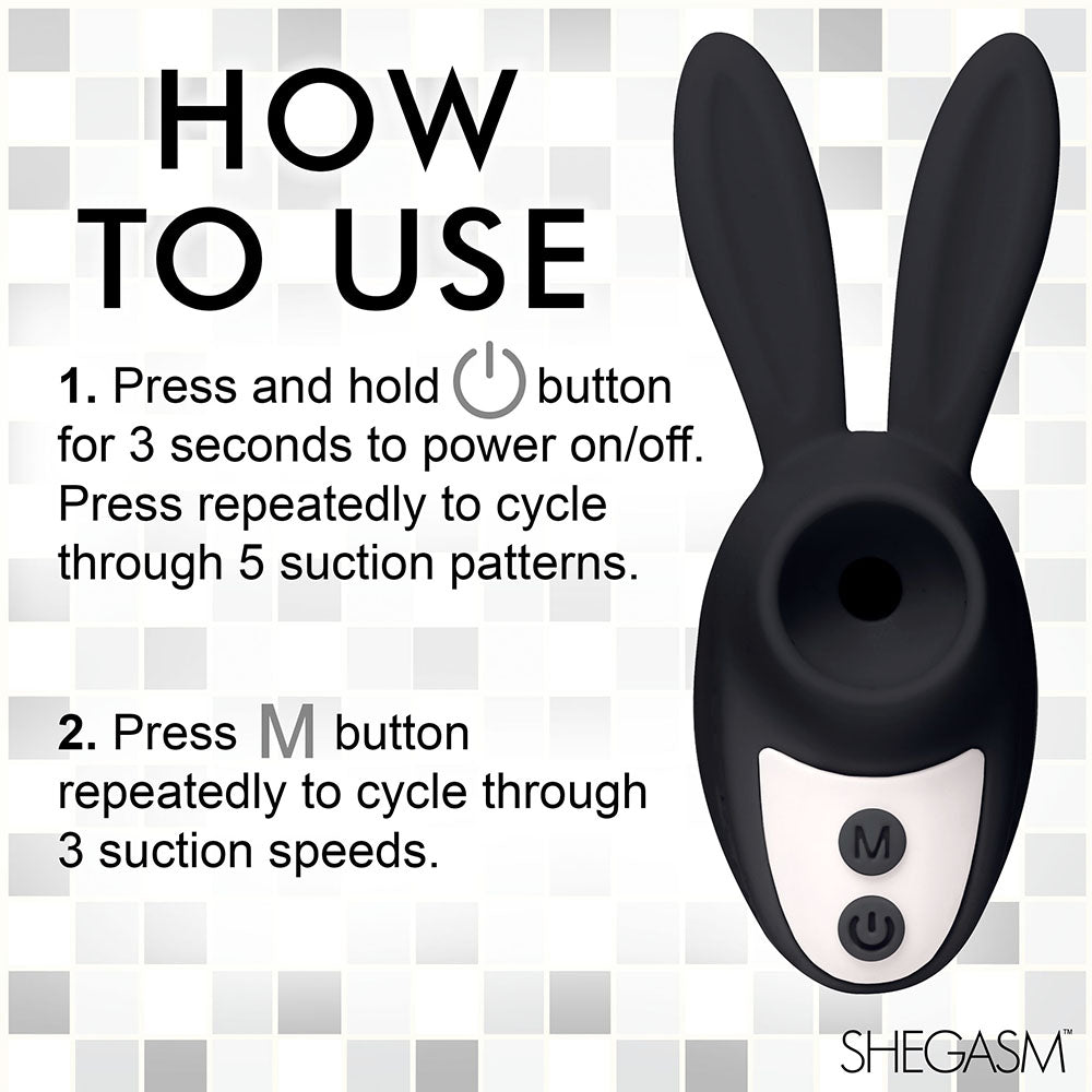 Shegasm Sucky Bunny Clit Stimulator Black
