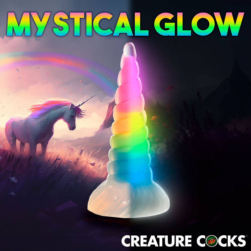 Creature Cocks Uni-Glow Glow-in-the-Dark Rainbow Silicone Dildo