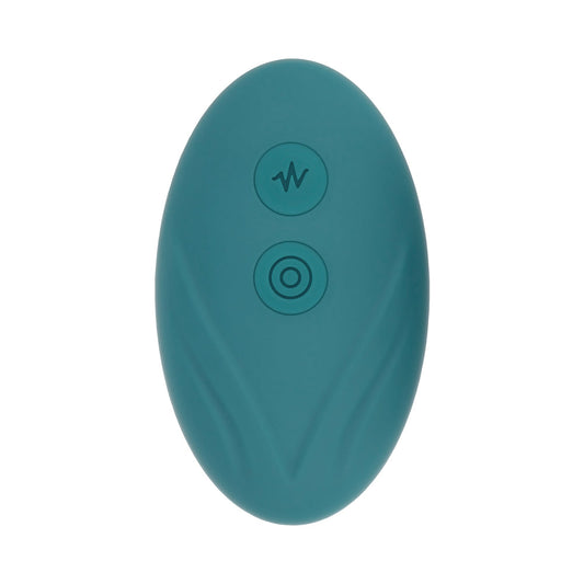 Vibrador con forma de huevo recargable de silicona con mando a distancia Evolved Oval Office en color verde azulado