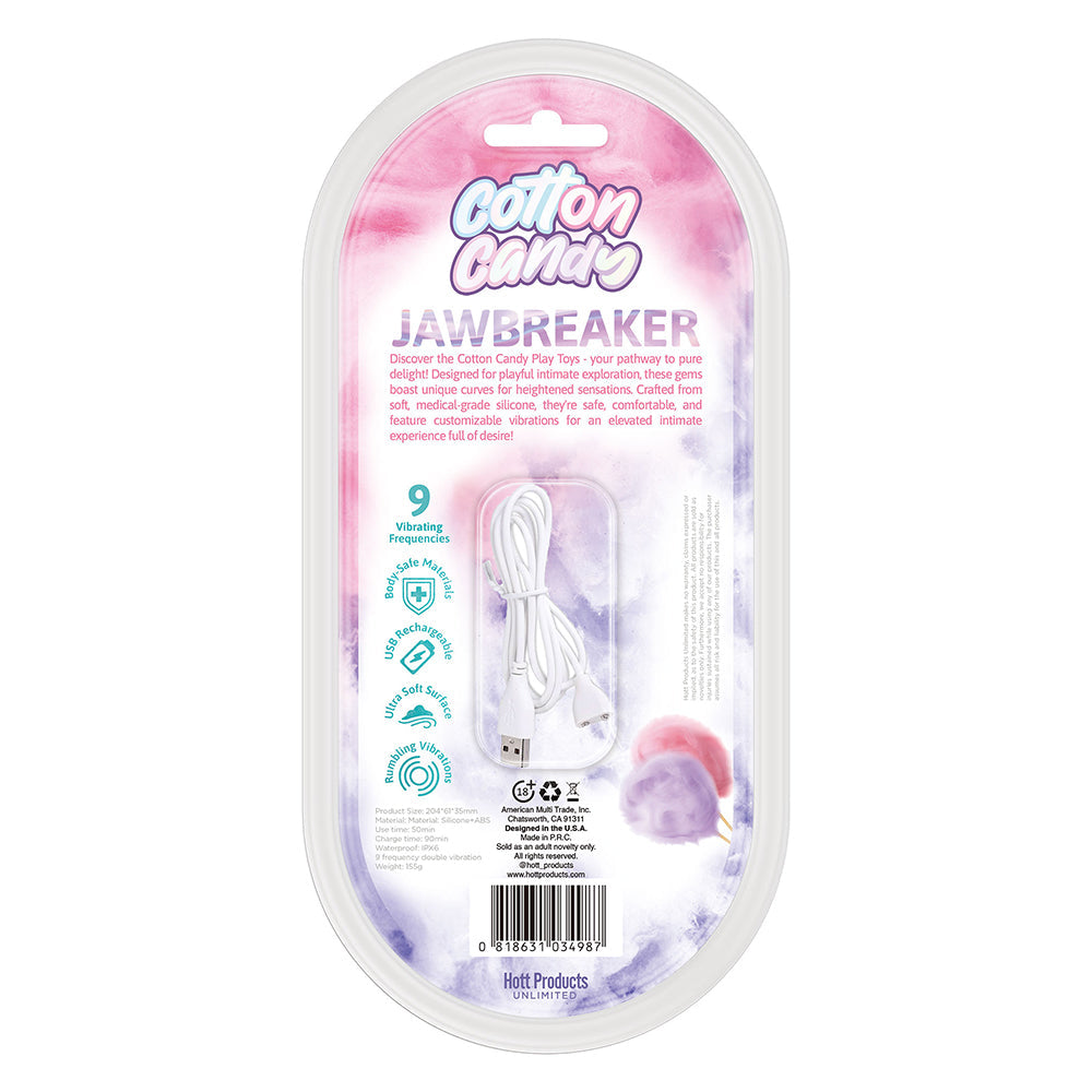 Consolador de silicona Cotton Candy Jaw Breaker de 9 frecuencias con estimulador