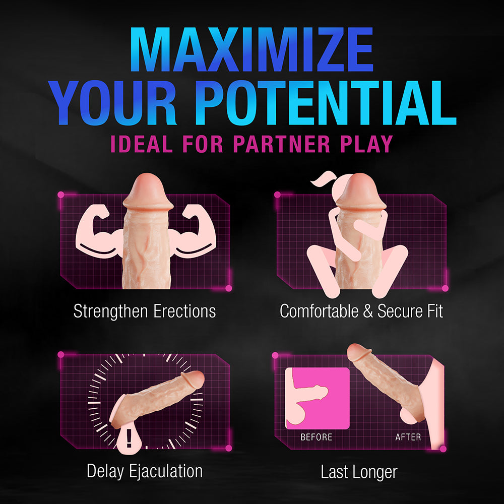 Performance Plus Intrepid 2 in. Silicone Penis Xtender Beige